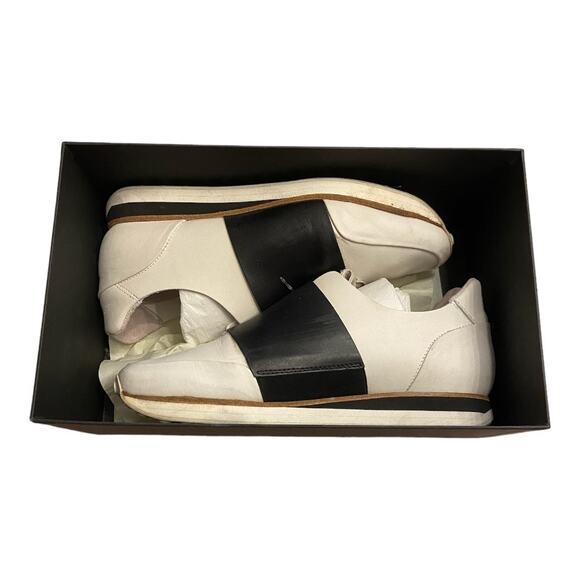 Rag & Bone Dylan Elastic Runner Sneaker Shoes Slip On Leather White Black Sz 9.5 - Picture 10 of 12